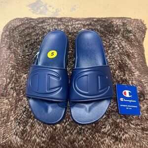 Blue champion super slide kids blue slip on shoes